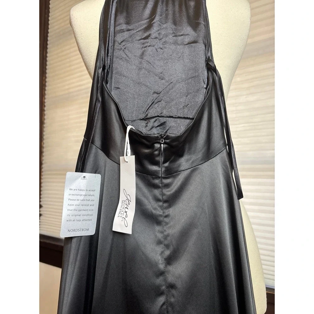 Jewel Badgley‎ Mischka Satin Backless Dress with High-Low Skirt